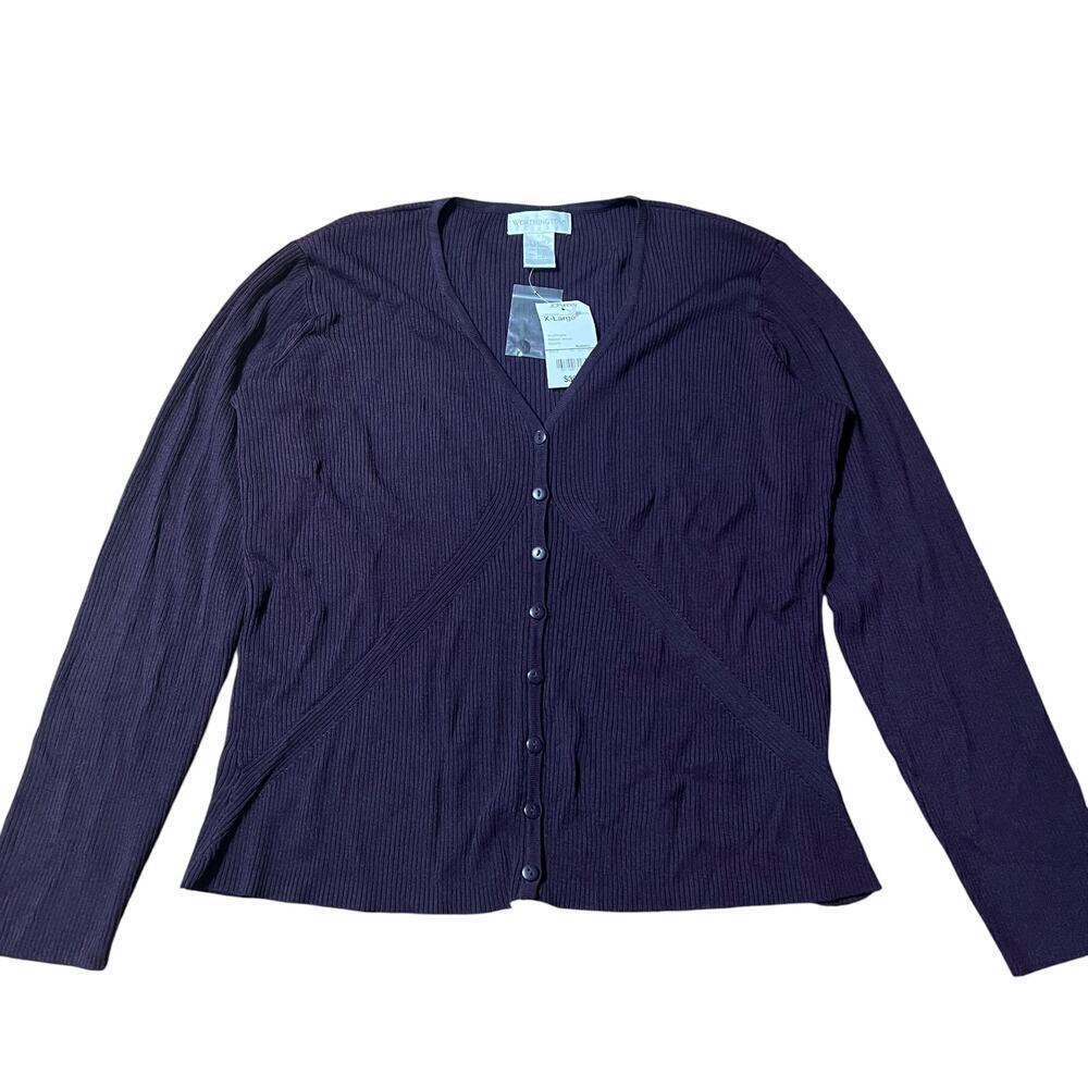 Vintage Worthington Deep Purple Cardigan Size XL NWT